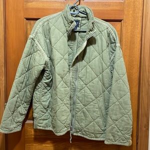Womens green quilted bomber jacket
